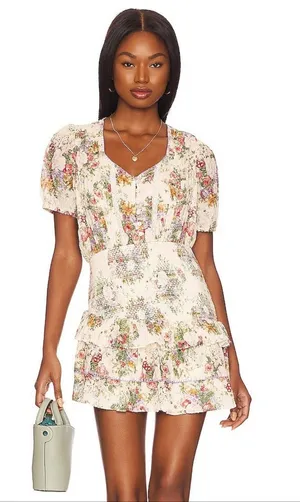 NWT LoveShackFancy Keelin Mini in Shining Gemstone Floral Cotton Dress XS thumbnail 1