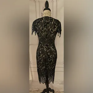 “love, Fire” Black Lace Bodycon Midi Dress, Size S/P thumbnail 4