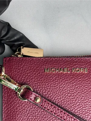 Michael Kors Mercer Leather Coin Purse Wristlet Wallet Brandy Burgundy thumbnail 3