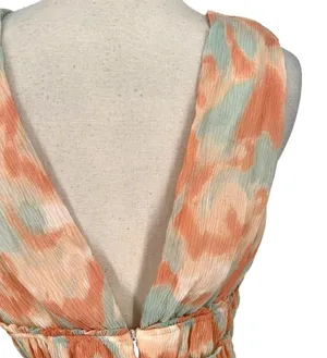 Fanco Tie Dye V-Neck Mini A-Line Dress Mint Orange Size Large NWT thumbnail 7