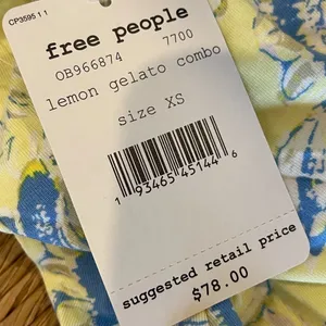 Free People Yellow Baja Babe Printed Cold‎ Shoulder Short Sleeve Top Size XS thumbnail 14