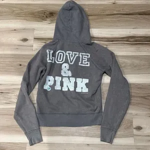 Victoria’s Secret PINK Y2K Grey Zip Up Hoodie Women’s Medium thumbnail 4