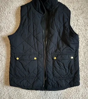 Black Quilted Vest with Gold Accents thumbnail 1