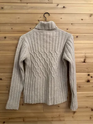 Fisherman Women’s Med Wool Cashmere Turtleneck Cable Knit Sweater Ireland FLAW thumbnail 6