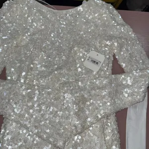Altar'd State Delaney Sequin Mini Dress XS Ivory thumbnail 4