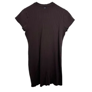 RVCA‎ Women's Dark Brown Ribbed Mini Dress Sporty Beach Y2K 90s Retro Babydoll thumbnail 2