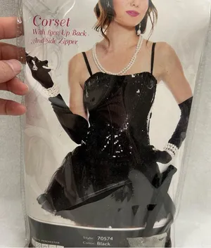 Music Legs Corset W/ Lace Up Back & Side Zipper Womens S Halloween Costume 70574 thumbnail 3