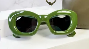 LOEWE Inflated Cat Eye Sunglasses in Green Acetate with Leather Case thumbnail 1