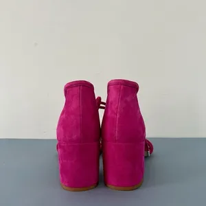 Gianni Bini Rhiaann Pink Fuchsia Suede Ankle Tie Block‎ Heel Sandals thumbnail 6