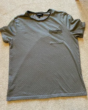 Express Dressy Jacquard Print Pocket Crew Neck T-Shirt thumbnail 1