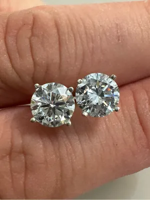 14K White Gold Lab Grown Diamond Stud Earrings thumbnail 3
