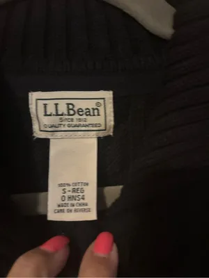L.L. Bean Black Cable Knit Short Sleeve 100% Cotton Cardigan‎ Sweater Small thumbnail 5