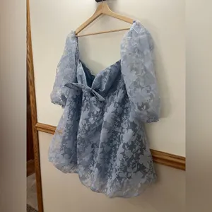 NWT Lulus Adorable Dreams Light Blue Off-the-Shoulder Mini Dress Size XL thumbnail 4