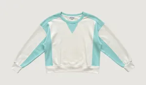White Birch Womens Colorblock Sweatshirt Cream Mint Green Pullover L thumbnail 1