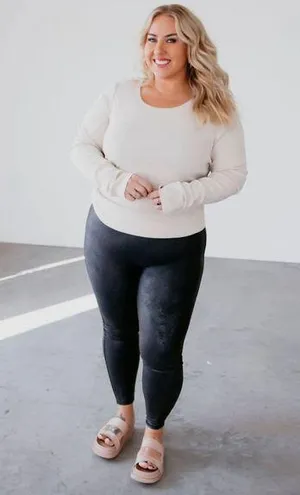 SPANX Faux Leather Leggings Black XL thumbnail 1