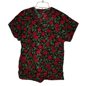 Christmas Scrub Shirt‎ Red Size M thumbnail 1