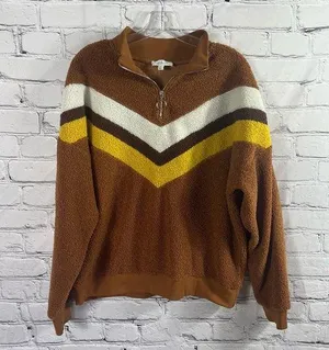 Women's Cloud Chaser 70's Inspired Rust  Angle Print Pull Over Size L (C9) thumbnail 1