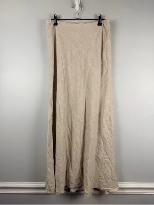 New Abercrombie & Fitch mid rise linen mix maxi skirt in oatmeal size small thumbnail 2