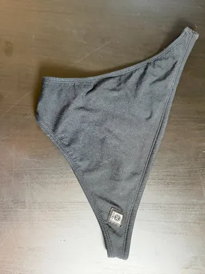 JOLYN Jo Lyn Bright Black Midl Drawstring Swim Bikini Bottoms Size Large thumbnail 2