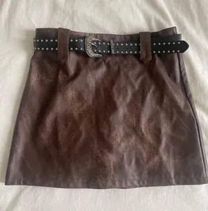 SheIn Faux Leather Mini Skirt With Belt thumbnail 1