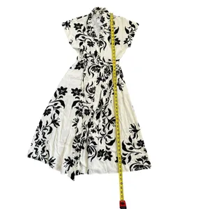 Miou Muse Beige/Black Floral Button-Front Collared Midi dress Size Medium thumbnail 5