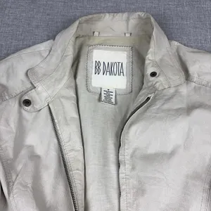 BB Dakota Jacket Womens Medium Cream Leather Moto Biker Bella Swam Twilight thumbnail 4