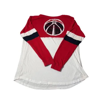 New Era Washington Wizards NBA Women XL Long Sleeve Colorblock T-Shirt Red White thumbnail 3