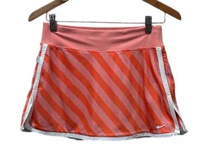 Nike Dri-FIT peach orange and pink diagonal-striped athletic skort size S thumbnail 1