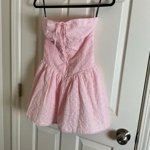 Forever 21 Pink Strapless Eyelet Dress size small thumbnail 2
