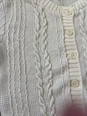 Women’s Cream Cable Knit Button-Front Top Size S thumbnail 6