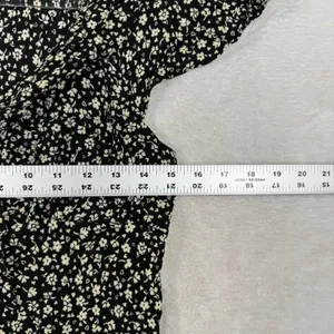 Reformation Black Cream Ditsy Floral V-Neck Tie Peplum Blouse Large Cap Sleeve thumbnail 3