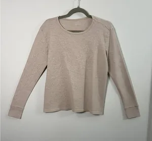 Old Navy Beige Waffle Knit Long Sleeve Top Women’s Medium 100% Cotton Casual thumbnail 1