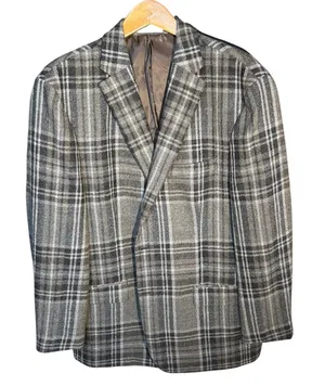 Lauren Ralph Lauren Men’s Brown Gray Plaid 100% Wool Blazer Sport Coat Size 46L thumbnail 1