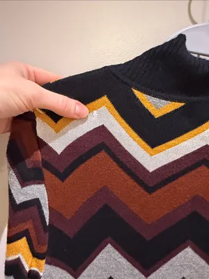 Missoni Chevron Knit Cardigan in Black, Mustard & Rust thumbnail 5