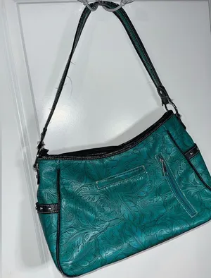 Tooled Leather Laser Cut Purse Feather Country Western Handbag Shoulder Bag thumbnail 5