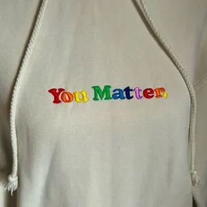 You Matter Embroidered Unisex Solid Eggshell Pullover Sweatshirt Hoodie White Size M thumbnail 3
