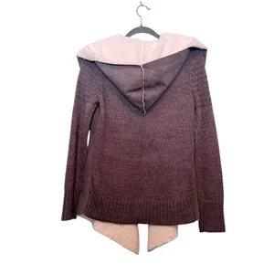 Sweater. Hooded. Faux Fur/Suede. Grey &White. Open Cardigan. thumbnail 7