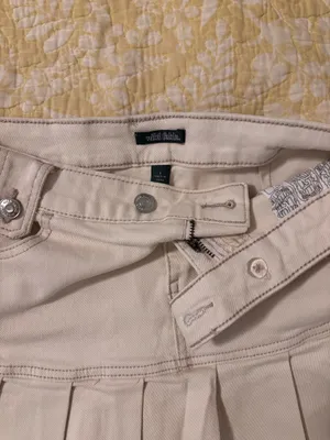 Cream Pleated Denim Skirt thumbnail 5