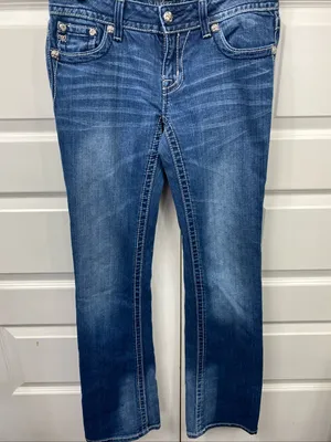 Miss Me Boot JP5369B Jeans Women’s Bootcut Rhinestone Fleur De Lis Y2K 28x33 thumbnail 1