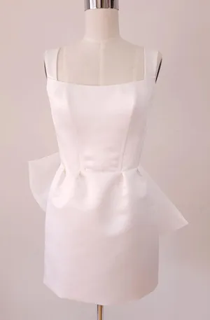 Custom Made Bridal Satin Dress With Bow thumbnail 2