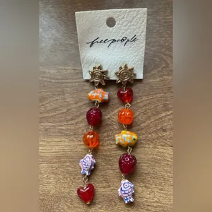NWT Free People Euro Summer Dangles In Red Rouge thumbnail 3