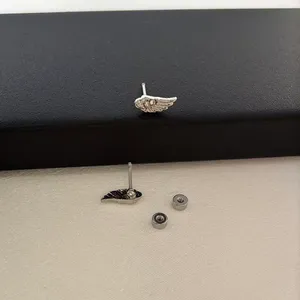 Small Angel Wings Stud Earrings for Men Women Streetwear Punk Hip Hop Unisex Style thumbnail 3