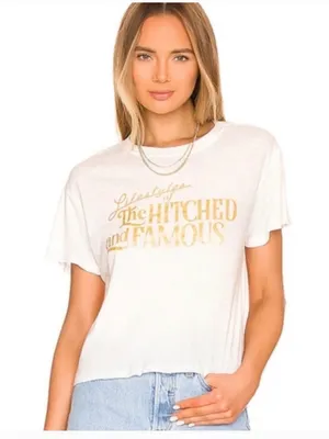 Wildfox Hitched & Famous graphic Boy Tee Blouse‎ NWT S thumbnail 1