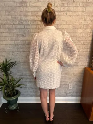 New with Tags Anthropologie White Lace Button Up Dress thumbnail 6