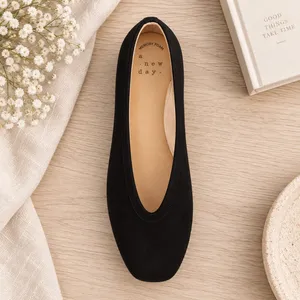A New Day Neve Black Microfiber Square Toe Memory Foam Ballet Flats 6.5 thumbnail 4