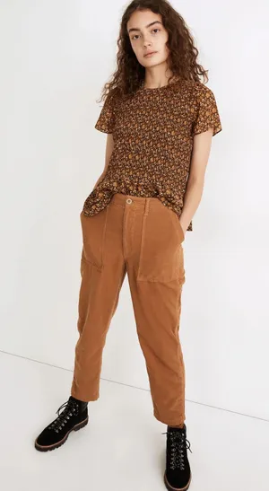 Madewell Straight Leg Burnt Orange Corduroy Pants 27 thumbnail 1