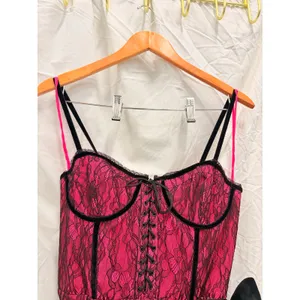 Alice + Olivia NEW Black Hot Wild Pink Chantil Lace Corset‎ Mini Dress US 4 $695 thumbnail 6