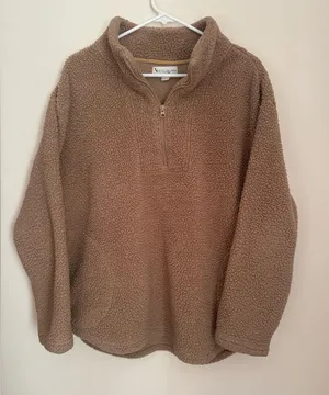 Koolaburra by UGG Sherpa Fleece Quarter Zip Pullover Women’s Size Large Brown thumbnail 1