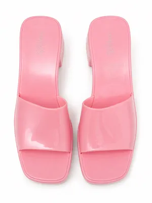 Charlotte Russe Pink Jelly Platform Block Heel Mule Sandals Y2K Size 7 thumbnail 6