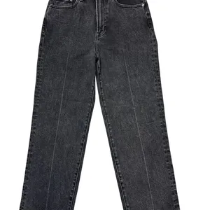 Pistola Cassie Crop Straight Jeans 27" Black Box Super High Rise Creased Denim‎ thumbnail 10